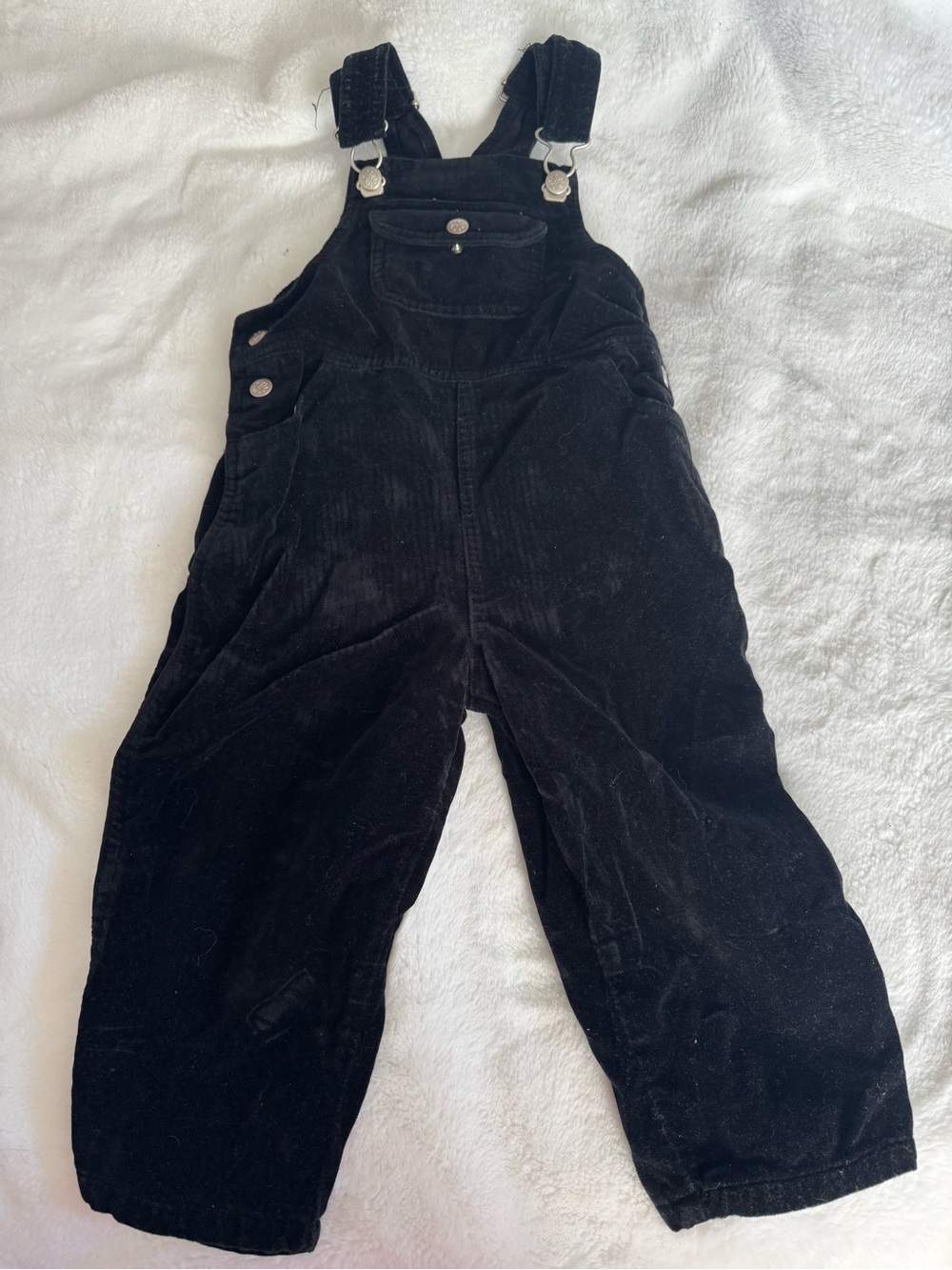 Kids Black Corduroy Overalls